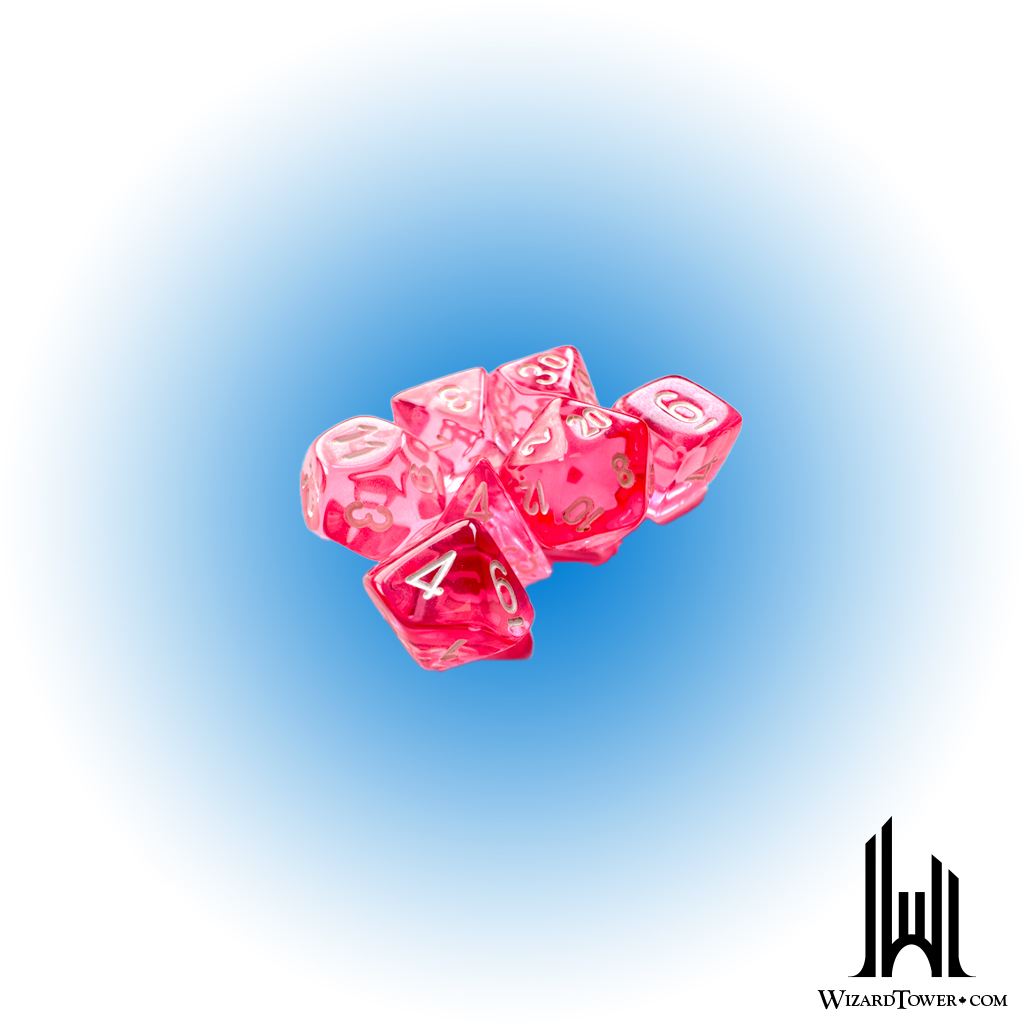 Dice Set - Translucent Pink / White Mini 7ct